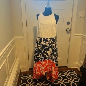 Vince Camuto White and Blue High-Low Sundress